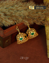 Gold Plated Palakka Hook Jhumkas Earrings for Women